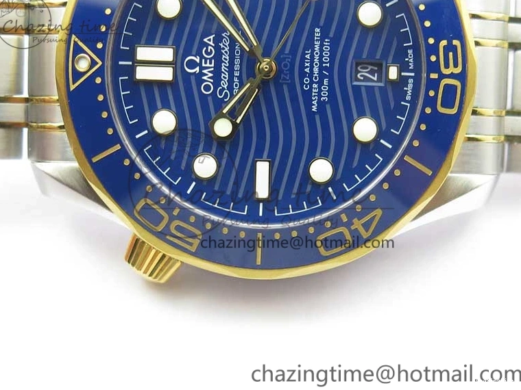 0201 2018 Seamaster Diver 300M SS YG VSF 1:1 Best Edition YG Bezel Blue Dial on SS YG Bracelet A Effortless 7897